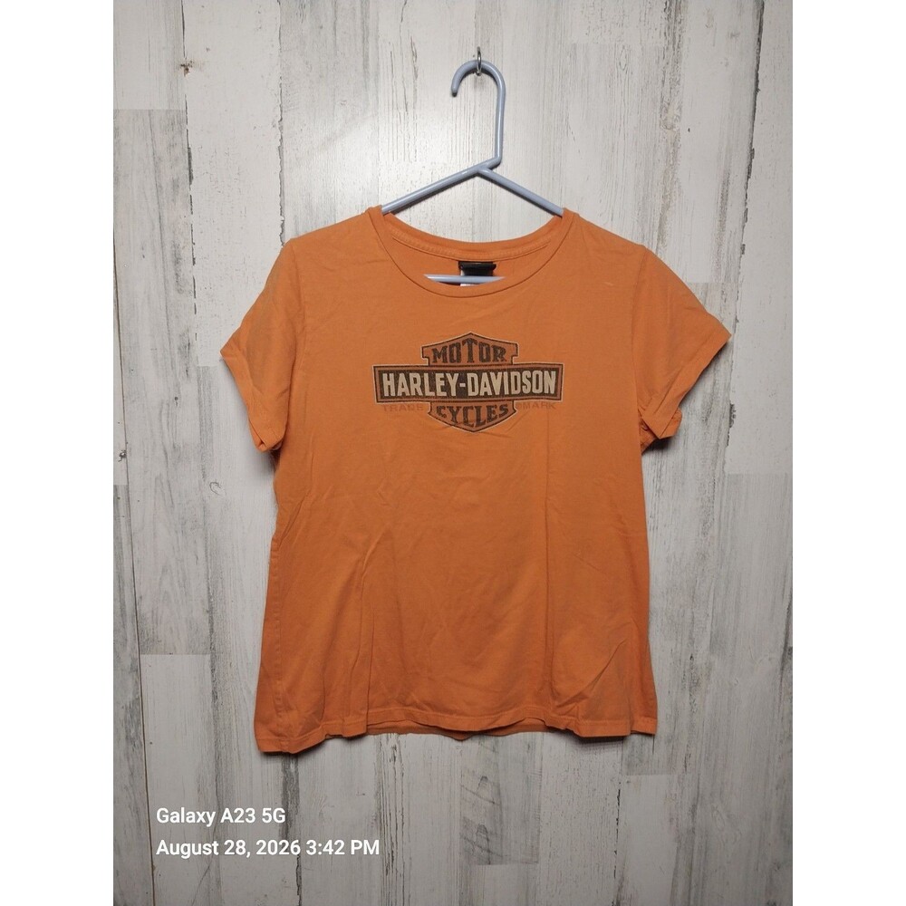 Harley Davidson Women's Medium Orange Short Sleeve Las Vegas Tee